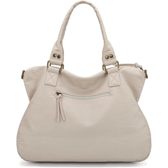 Chic Washed Leather Hobo Handbag with Zipper Closure - Perfect for Any Occasion - Picture 5 of 8